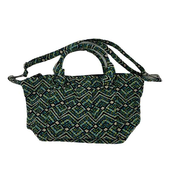 Vera Bradley Rain Forest Hadley Satchel Signature Cotton Multicolor Zip Bag New - Picture 6 of 11